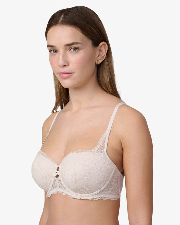 חזייה מרופדת במפתח עגול מתחרה - OATMEAL – תמונה 2