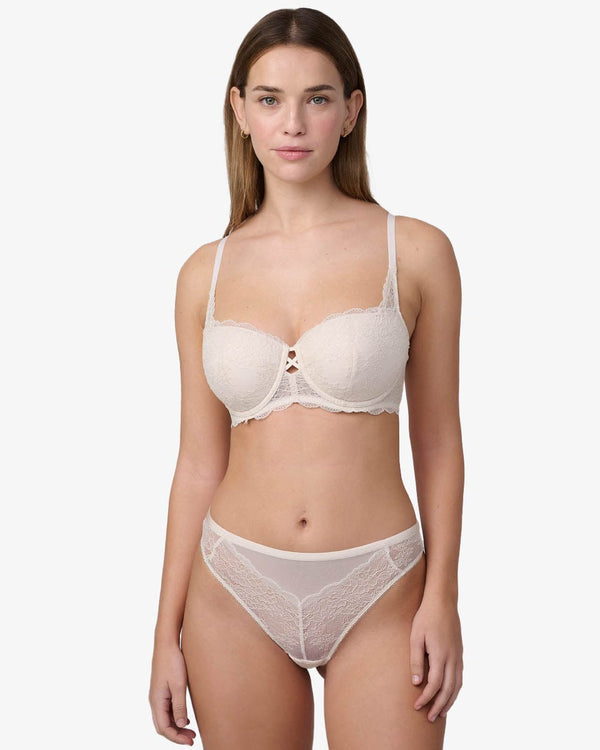 חזייה מרופדת במפתח עגול מתחרה - OATMEAL – תמונה 4