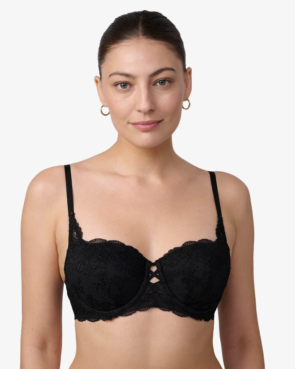 חזייה מרופדת במפתח עגול מתחרה - BLACK – תמונה 1