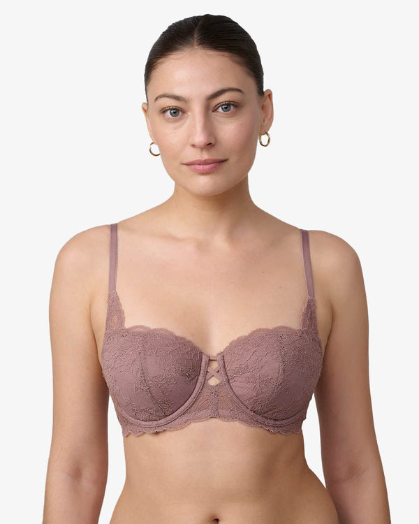 חזייה מרופדת במפתח עגול מתחרה - MAUVE – תמונה 1