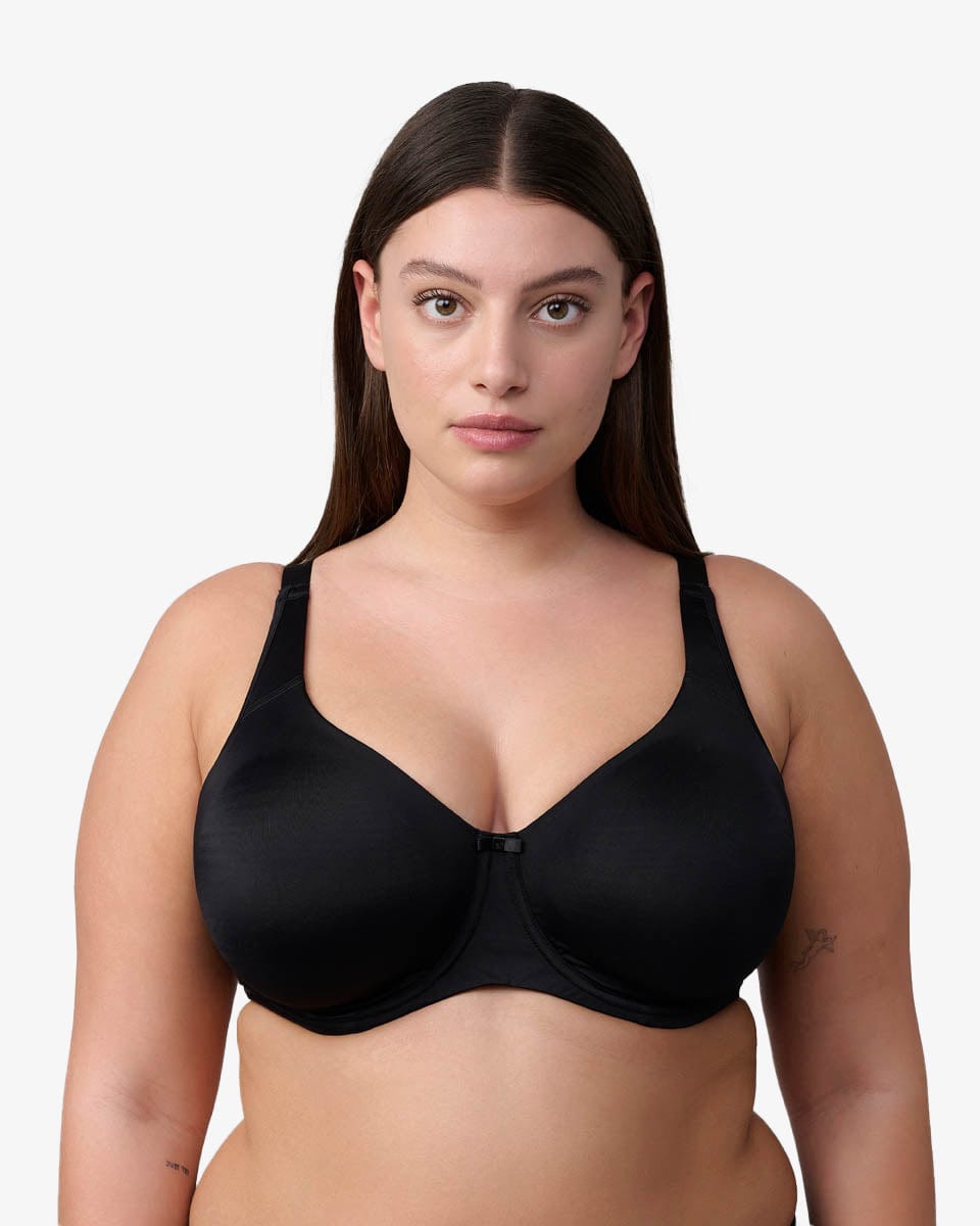 חזיית מינימייזר בגזרה סגורה מבד מיקרופייבר - BLACK – תמונה 1