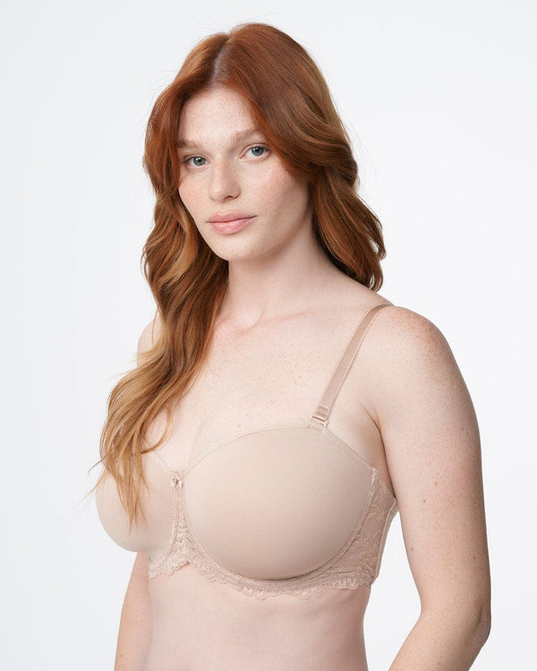 חזיית סטרפלס עם כוס ספייסר - NUDE – תמונה 6