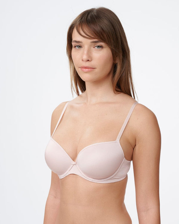 חזיית בייסיק פוש אפ  עם ברזלים מבד מיקרופייבר מבריק - POWDER – תמונה 2