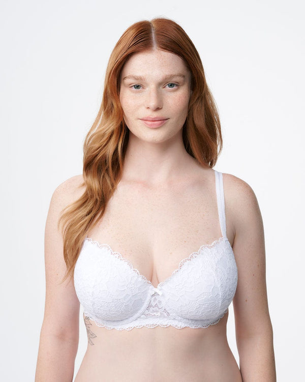 חזייה מרופדת עם ברזלים מתחרת פרחים  דומיננטית - WHITE – תמונה 5