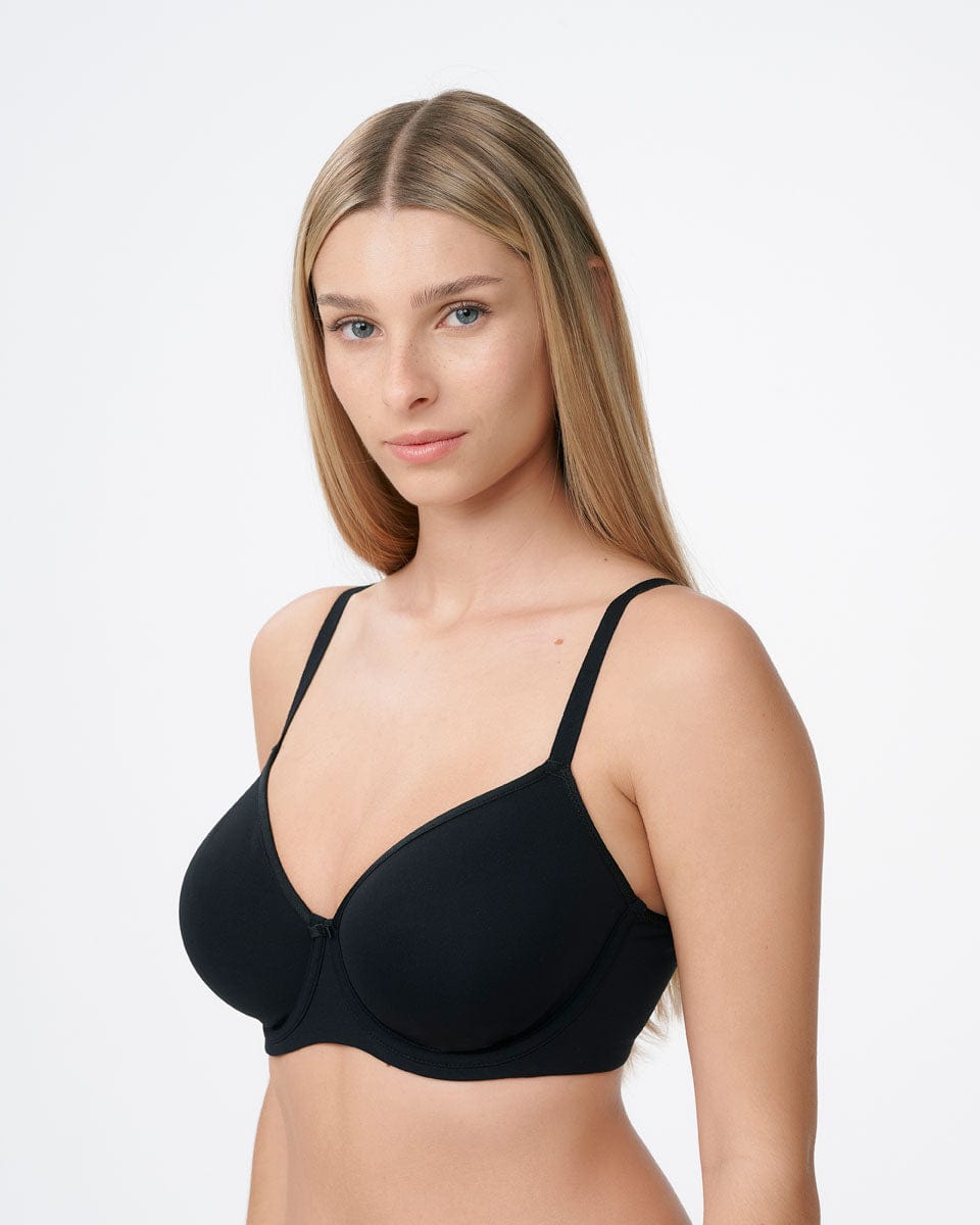 חזיית ללא ריפוד עם ברזלים עד למידות גדולות - BLACK – תמונה 2