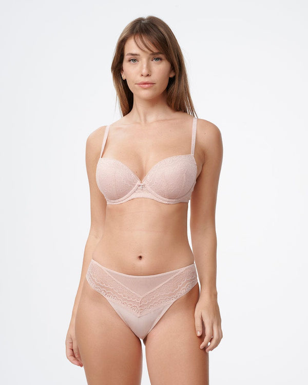 חזיית פוש אפ מרופדת עם ברזלים מתחרת פרחים  רומנטית ועדינה - POWDER – תמונה 4