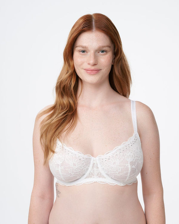 חזיית תחרה ואבנים  עם ברזלים וללא ריפוד