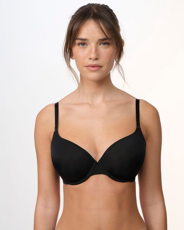 חזיית טישרט מרופדת  עם ברזלים - BLACK – תמונה 1