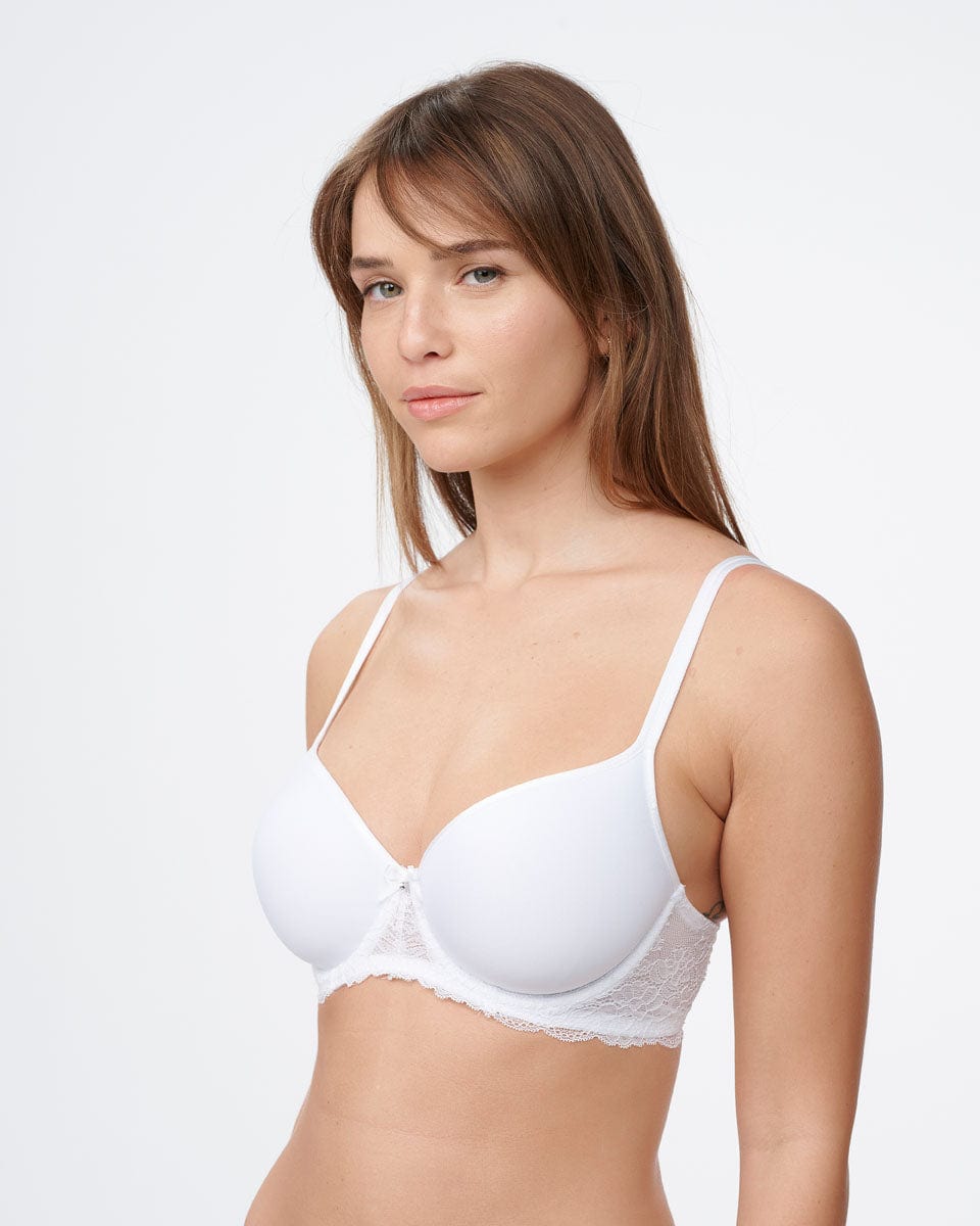 חזיית ספייסר  עם ברזלים בשילוב תחרה - WHITE – תמונה 5