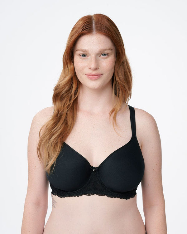 חזיית ספייסר  עם ברזלים בשילוב תחרה - BLACK – תמונה 1