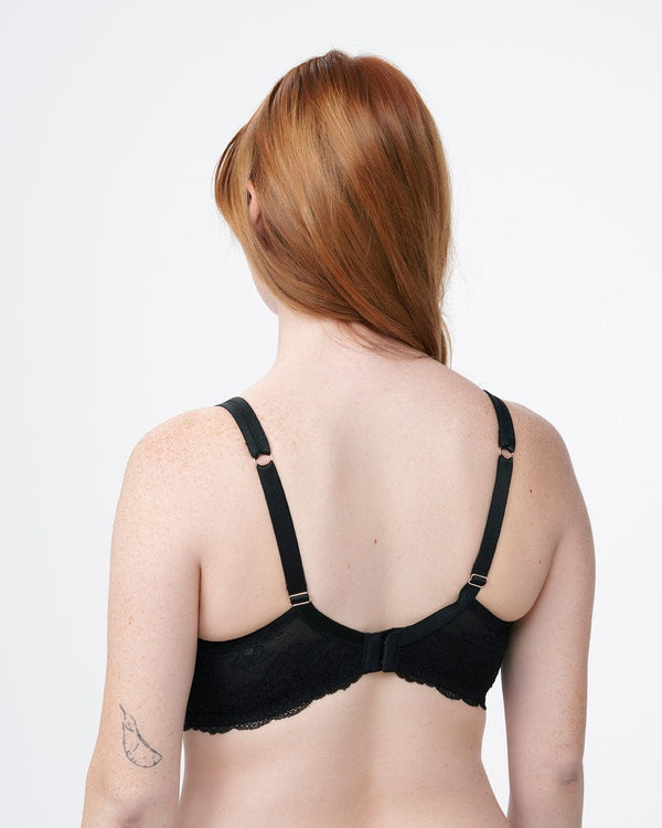 חזיית ספייסר  עם ברזלים בשילוב תחרה - BLACK – תמונה 3