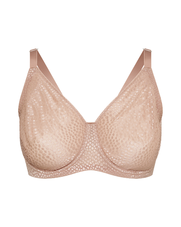 חזיית ללא ריפוד עם ברזלים מבד ג'קארד אלסטי - GOLD