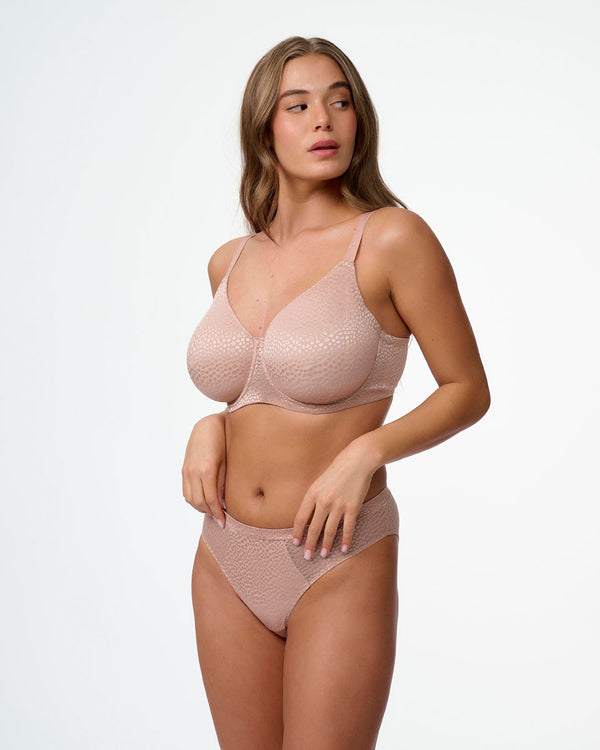 חזיית ללא ריפוד עם ברזלים מבד ג'קארד אלסטי - GOLD