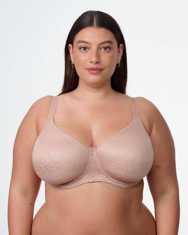 חזיית ללא ריפוד עם ברזלים מבד ג'קארד אלסטי - GOLD