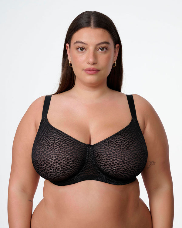 חזיית ללא ריפוד עם ברזלים מבד ג'קארד אלסטי