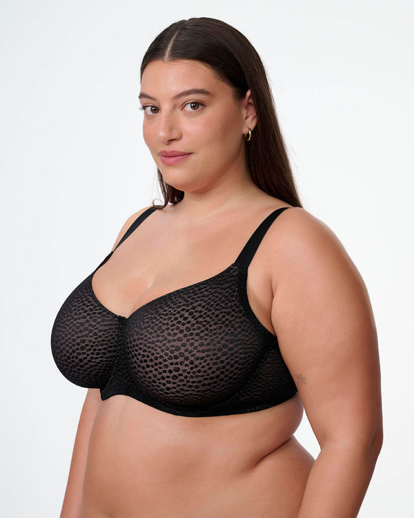 חזיית ללא ריפוד עם ברזלים מבד ג'קארד אלסטי