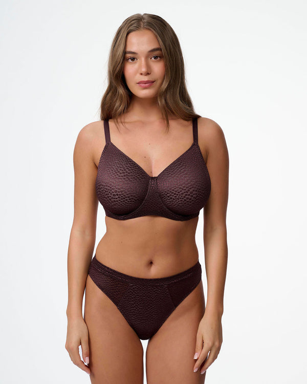 חזיית ללא ריפוד עם ברזלים מבד ג'קארד אלסטי