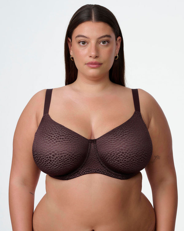 חזיית ללא ריפוד עם ברזלים מבד ג'קארד אלסטי