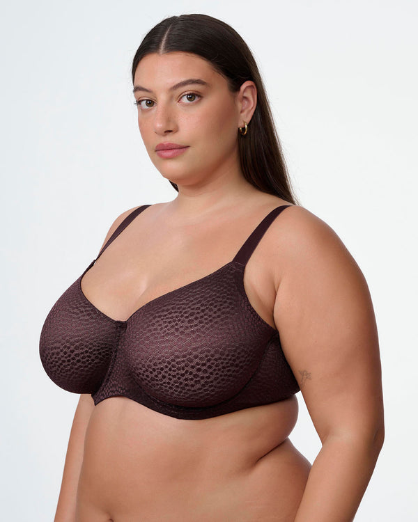 חזיית ללא ריפוד עם ברזלים מבד ג'קארד אלסטי