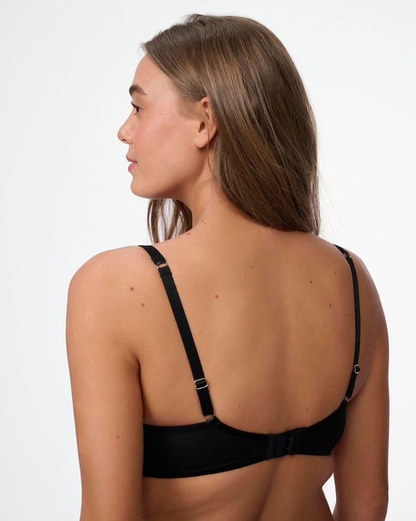 חזייה  מנומרת מרופדת עם ברזלים ומפתח עמוק - BLACK