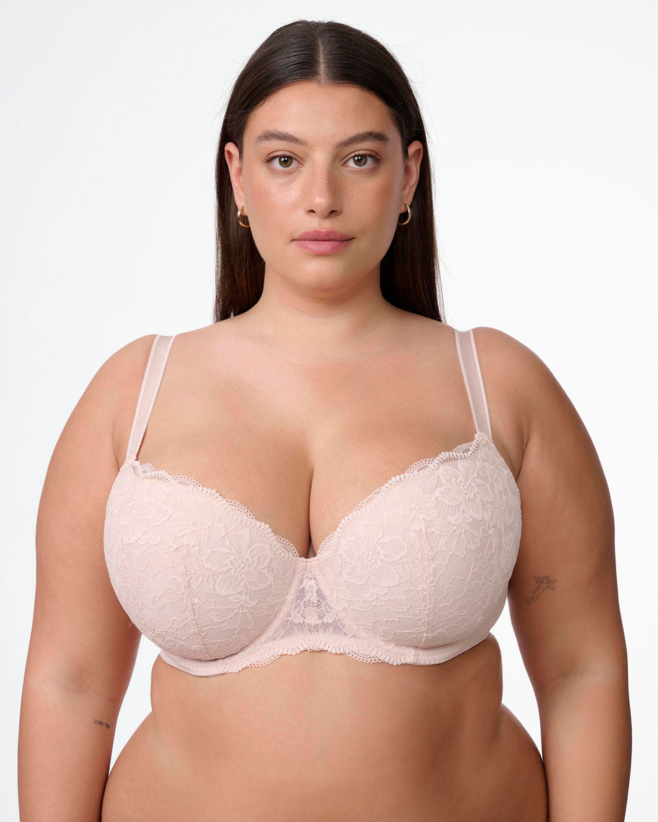 חזיה מרופדת מתחרה פרחונית  עד למידות גדולות