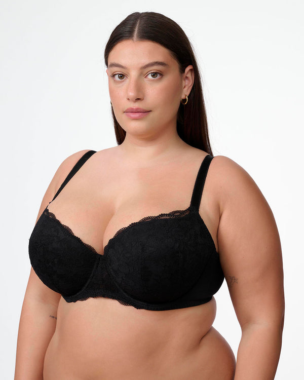 חזיה מרופדת מתחרה פרחונית  עד למידות גדולות