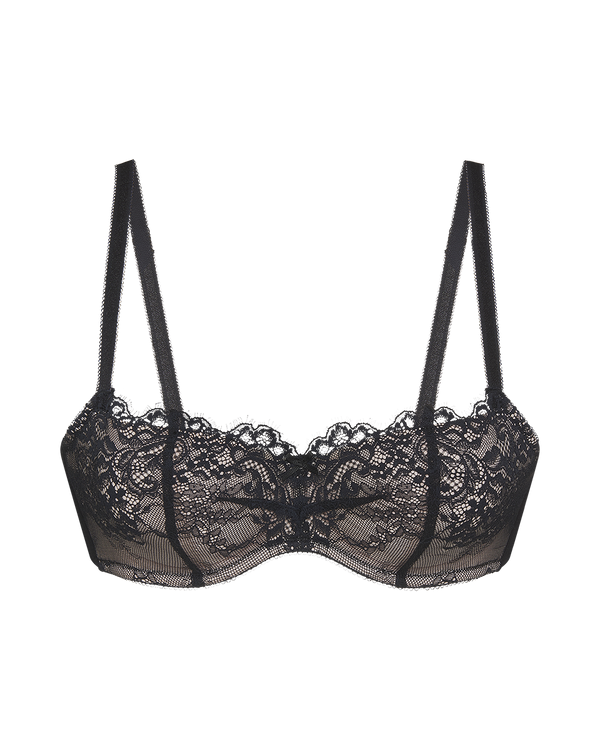 חזייה מרופדת עם ברזלים בגזרת בלקונט מתחרה עשירה - BLACK