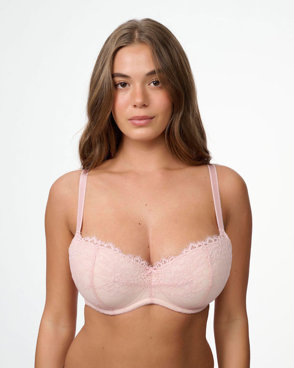 חזייה מרופדת עם ברזלים בגזרת בלקונט מתחרה עשירה - DEEP BLUSH