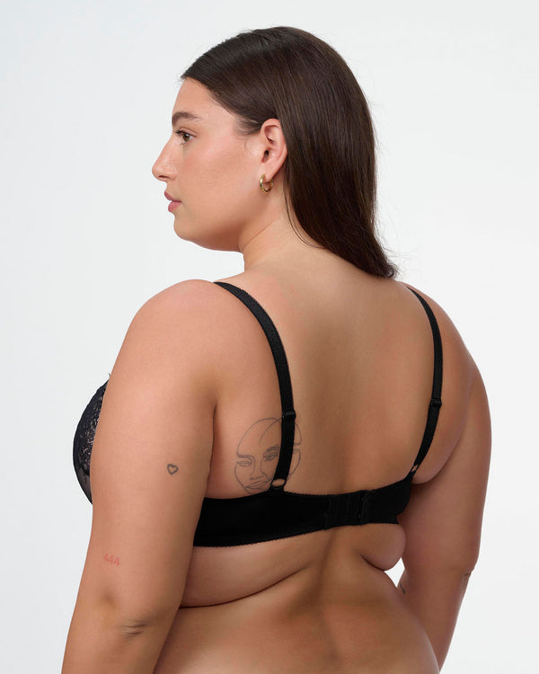 חזייה מרופדת עם ברזלים בגזרת בלקונט מתחרה עשירה - BLACK