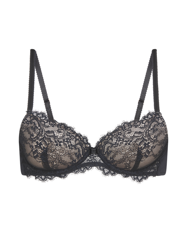 חזיית פוש אפ עם ברזלים מתחרה פרחונית - BLACK