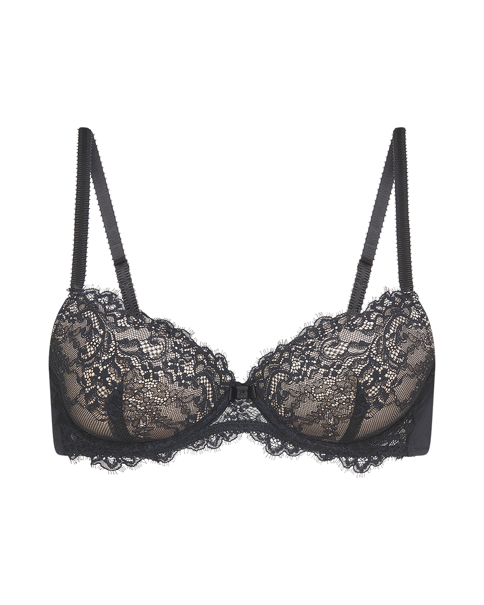 חזיית פוש אפ עם ברזלים מתחרה פרחונית - BLACK