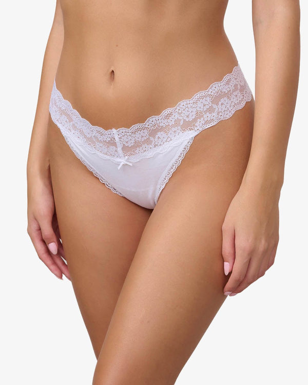 תחתון כותנה חוטיני - WHITE – תמונה 2