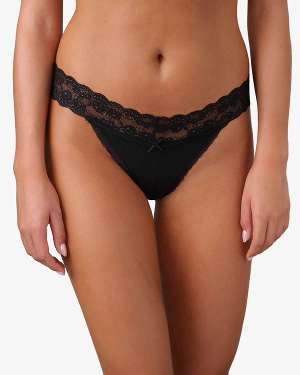 תחתון כותנה חוטיני - BLACK – תמונה 1