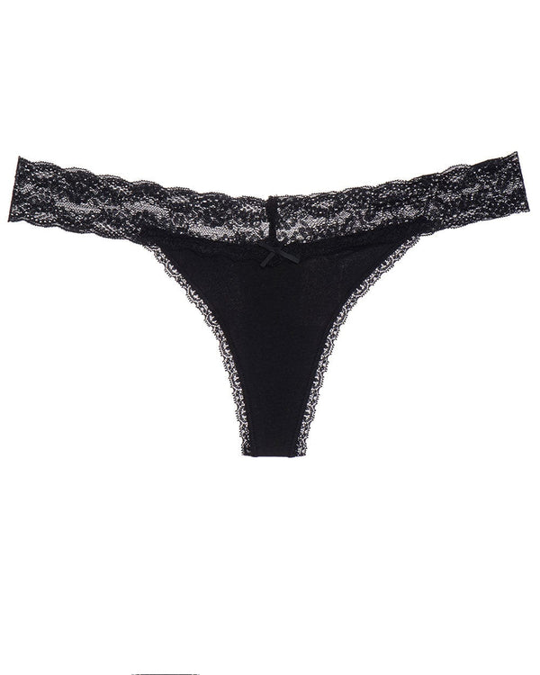 תחתון כותנה חוטיני - BLACK – תמונה 4