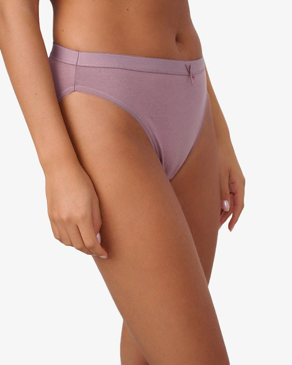 תחתון כותנה ביקיני הי-לג - SMOKED PURPLE – תמונה 2