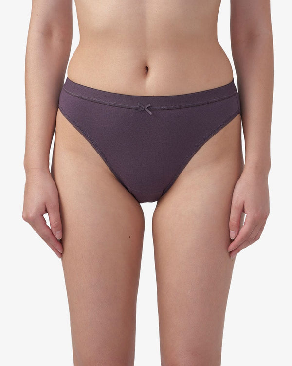 תחתון כותנה ביקיני הי-לג - CHOCOLATE – תמונה 1