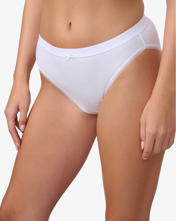 תחתון כותנה ביקיני הי-לג - WHITE – תמונה 2