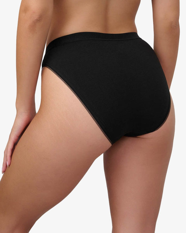 תחתון כותנה ביקיני הי-לג - BLACK – תמונה 3