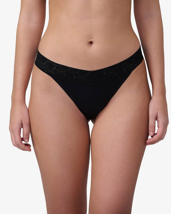 תחתוני חוטיני  Invisible בשילוב תחרה - BLACK – תמונה 1