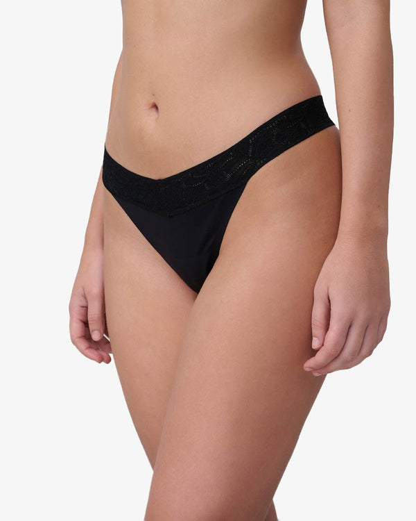 תחתוני חוטיני  Invisible בשילוב תחרה - BLACK – תמונה 2