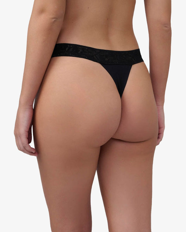 תחתוני חוטיני  Invisible בשילוב תחרה - BLACK – תמונה 3