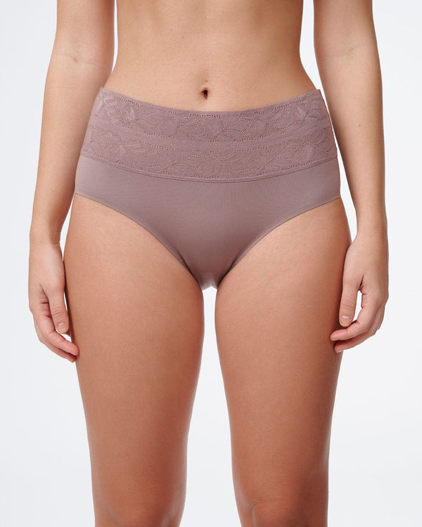 תחתוני מידי Invisible בשילוב תחרה - SMOKED BROWN – תמונה 1