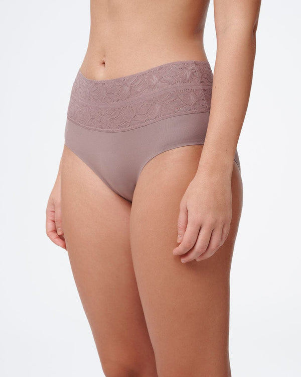 תחתוני מידי Invisible בשילוב תחרה - SMOKED BROWN – תמונה 2