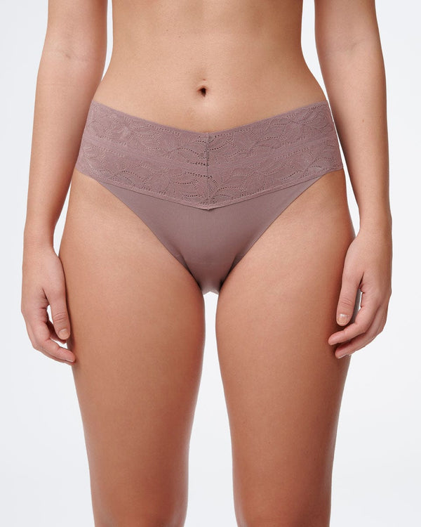 תחתוני ביקיני Invisible בשילוב תחרה - SMOKED BROWN – תמונה 2