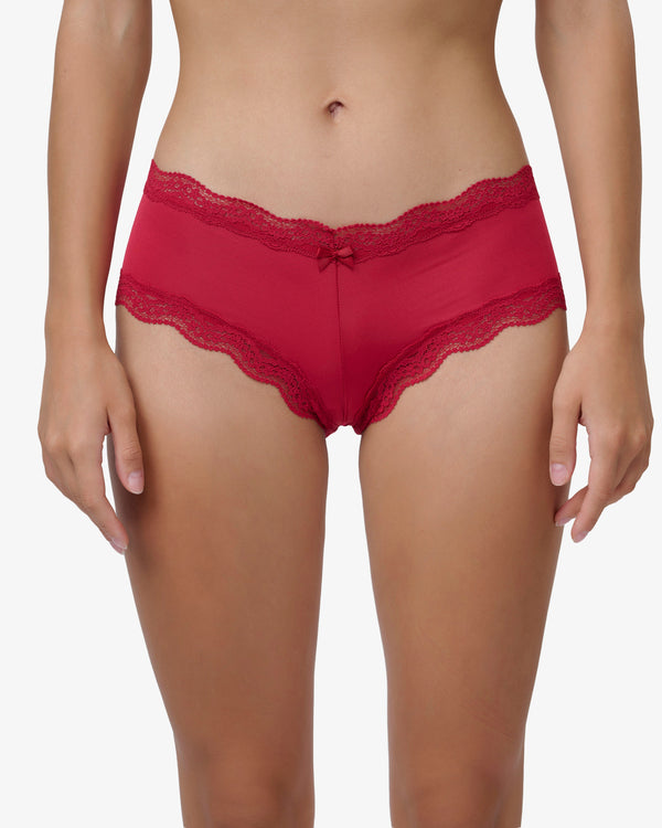 תחתון  מיקרופיבר צ'יקי בשילוב תחרה - RUBY RED – תמונה 1