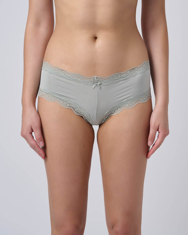 תחתון  מיקרופיבר צ'יקי בשילוב תחרה - PALE AQUA – תמונה 1