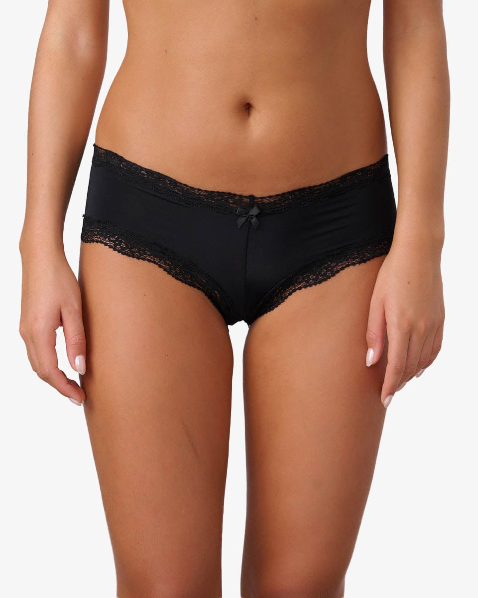 תחתון  מיקרופיבר צ'יקי בשילוב תחרה - BLACK – תמונה 1