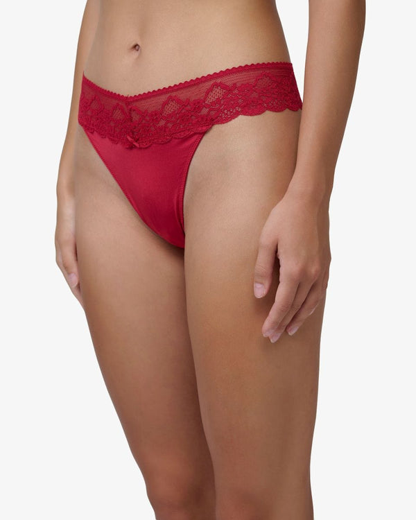 תחתון מיקרופייבר חוטיני בשילוב תחרה - RUBY RED – תמונה 2