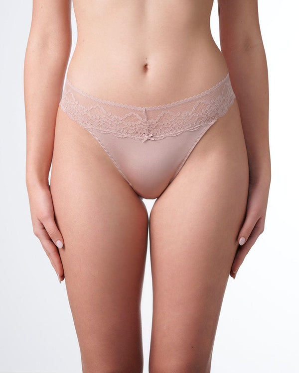 תחתון מיקרופייבר חוטיני בשילוב תחרה - DEEP BLUSH – תמונה 1