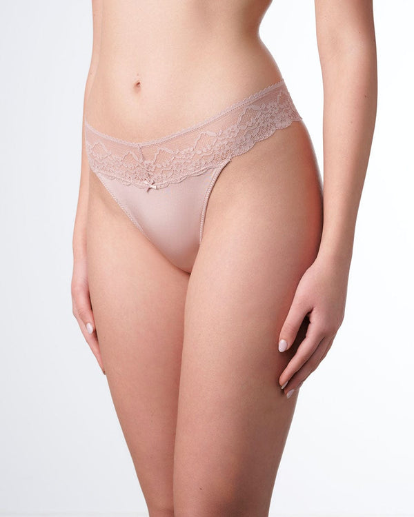 תחתון מיקרופייבר חוטיני בשילוב תחרה - DEEP BLUSH – תמונה 2